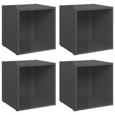 Meubles TV 4 pcs Gris brillant 37x35x37 cm