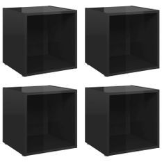 Meubles TV 4 pcs Noir brillant 37x35x37 cm