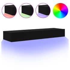 Meubles TV avec éclairage LED 2 pcs noir 60x35x15,5 cm