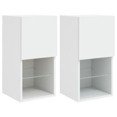 Meubles TV avec lumières LED 2 pcs blanc 30,5x30x60 cm