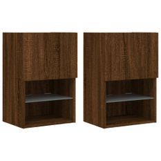 Meubles TV avec lumières LED 2 pcs chêne marron 40,5x30x60 cm