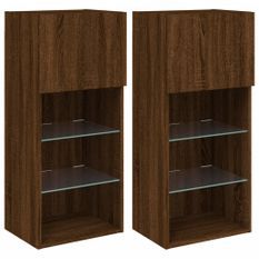 Meubles TV avec lumières LED 2 pcs chêne marron 40,5x30x90 cm