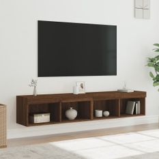 Meubles TV avec lumières LED 2 pcs chêne marron 80x30x30 cm