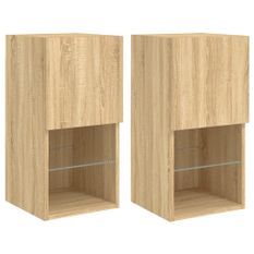 Meubles TV avec lumières LED 2 pcs chêne sonoma 30,5x30x60 cm