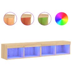 Meubles TV avec lumières LED 2 pcs chêne sonoma 80x30x30 cm