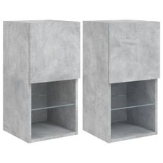 Meubles TV avec lumières LED 2 pcs gris béton 30,5x30x60 cm
