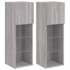 Meubles TV avec lumières LED 2 pcs sonoma gris 30,5x30x90 cm