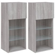 Meubles TV avec lumières LED 2 pcs sonoma gris 40,5x30x90 cm