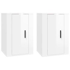 Meubles TV muraux 2 pcs Blanc brillant 40x34,5x60 cm