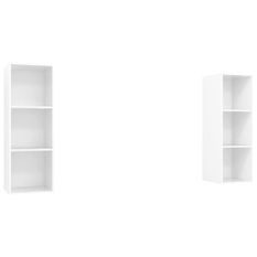 Meubles TV muraux 2 pcs Blanc brillant 3