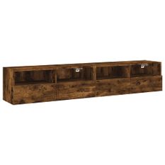 Meubles TV muraux 2 pcs chêne fumé 80x30x30cm bois d'ingénierie