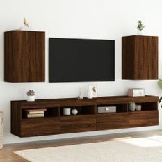 Meubles TV muraux 2 pcs chêne marron 40,5x30x60 cm