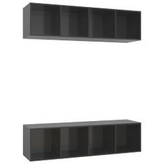 Meubles TV muraux 2 pcs Gris brillant 2