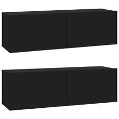 Meubles TV muraux 2 pcs noir 100x30x30 cm bois d'ingénierie