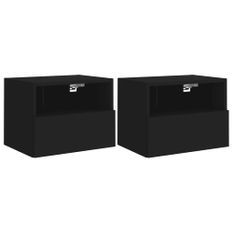 Meubles TV muraux 2 pcs noir 40x30x30 cm bois d'ingénierie