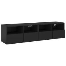 Meubles TV muraux 2 pcs noir 60x30x30 cm bois d'ingénierie