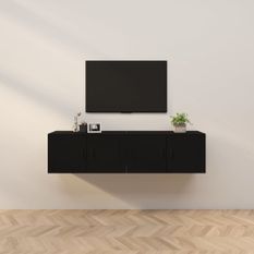 Meubles TV muraux 2 pcs noir 80x34,5x40 cm