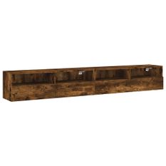 Meubles TV muraux 2pcs chêne fumé 100x30x30cm bois d'ingénierie