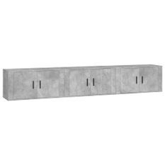 Meubles TV muraux 3 pcs gris béton 80x34,5x40 cm