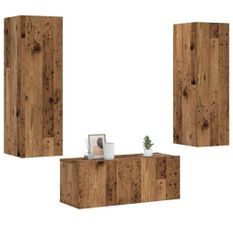 Meubles TV muraux 3 pcs vieux bois bois d'ingénierie
