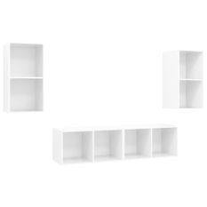 Meubles TV muraux 4 pcs Blanc brillant 3