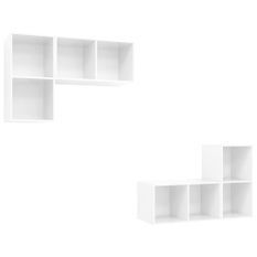 Meubles TV muraux 4 pcs Blanc brillant