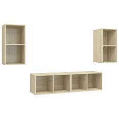 Meubles TV muraux 4 pcs Chêne sonoma 3