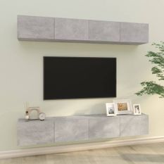 Meubles TV muraux 4 pcs Gris béton 100x30x30 cm