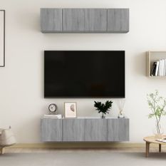 Meubles TV muraux 4pcs Sonoma gris 60x30x30cm Bois d'ingénierie