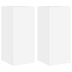 Meubles TV muraux avec lumières LED 2 pcs blanc 30,5x35x70 cm