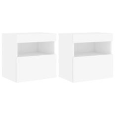 Meubles TV muraux avec lumières LED 2 pcs blanc 40x30x40 cm