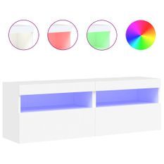 Meubles TV muraux avec lumières LED 2 pcs blanc 60x30x40 cm