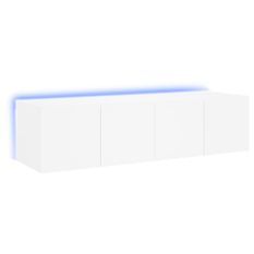 Meubles TV muraux avec lumières LED 2 pcs blanc 60x35x31 cm