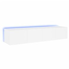 Meubles TV muraux avec lumières LED 2 pcs blanc 80x35x31 cm