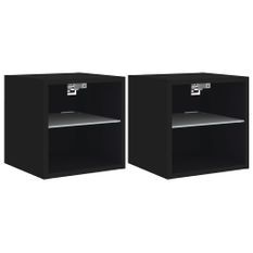 Meubles TV muraux avec lumières LED 2 pcs noir 30x28,5x30 cm