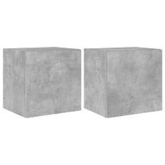 Meubles TV muraux et lumières LED 2pcs gris béton 40,5x35x40 cm