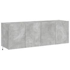 Meubles TV muraux et lumières LED 2pcs gris béton 60x35x41 cm