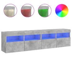 Meubles TV muraux et lumières LED 2pcs gris béton 80x30x40 cm
