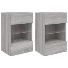 Meubles TV muraux et lumières LED 2pcs sonoma gris 40x30x60,5cm