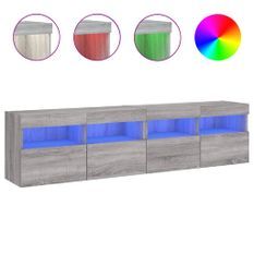 Meubles TV muraux et lumières LED 2pcs sonoma gris 80x30x40 cm