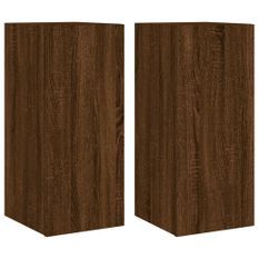 Meubles TV muraux lumières LED 2 pcs chêne marron 30,5x35x70 cm