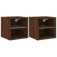 Meubles TV muraux lumières LED 2 pcs chêne marron 30x28,5x30 cm