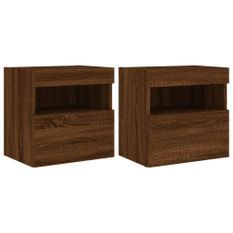 Meubles TV muraux lumières LED 2 pcs chêne marron 40x30x40 cm