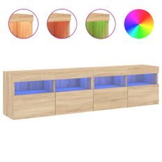 Meubles TV muraux lumières LED 2 pcs chêne sonoma 80x30x40 cm