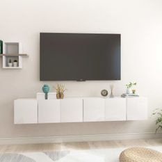 Meubles TV suspendus 3 pcs Blanc brillant 60x30x30 cm