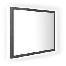 Miroir à LED de bain Gris brillant 60x8,5x37 cm