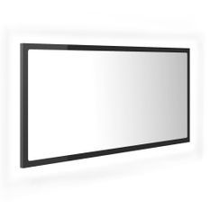 Miroir à LED de bain Gris brillant 90x8,5x37 cm