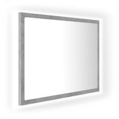 Miroir à LED de salle de bain Gris béton 60x8,5x37 cm