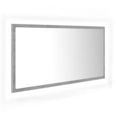 Miroir à LED de salle de bain Gris béton 90x8,5x37 cm