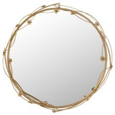 Miroir avec motif fleuri doré Mélodie D 81 cm